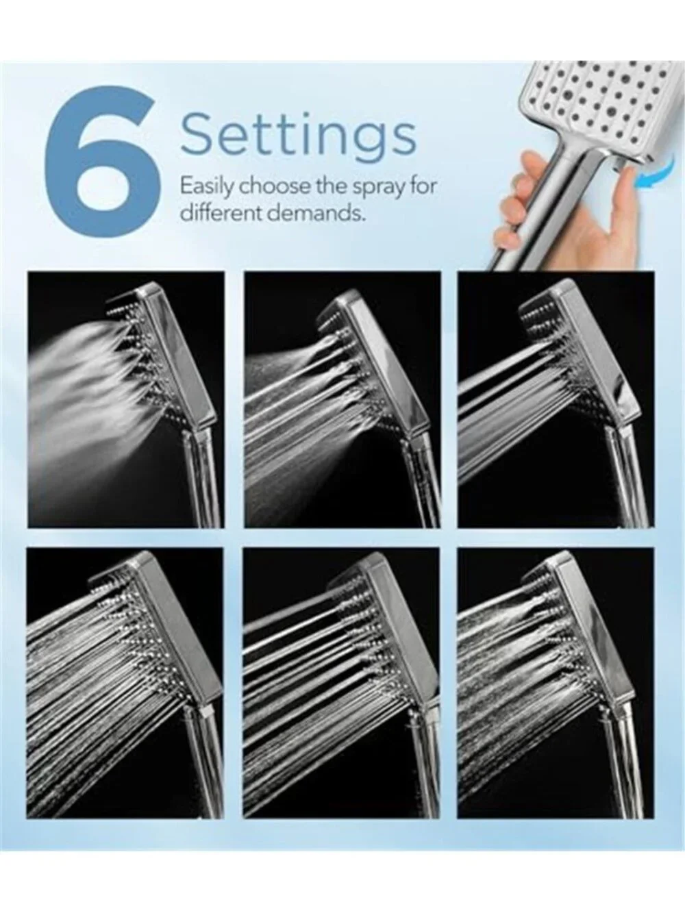 Filtered Shower Head 6 Modes High Pressure Handheld Shower Head